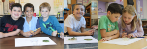 students work on a science project together in a classroom