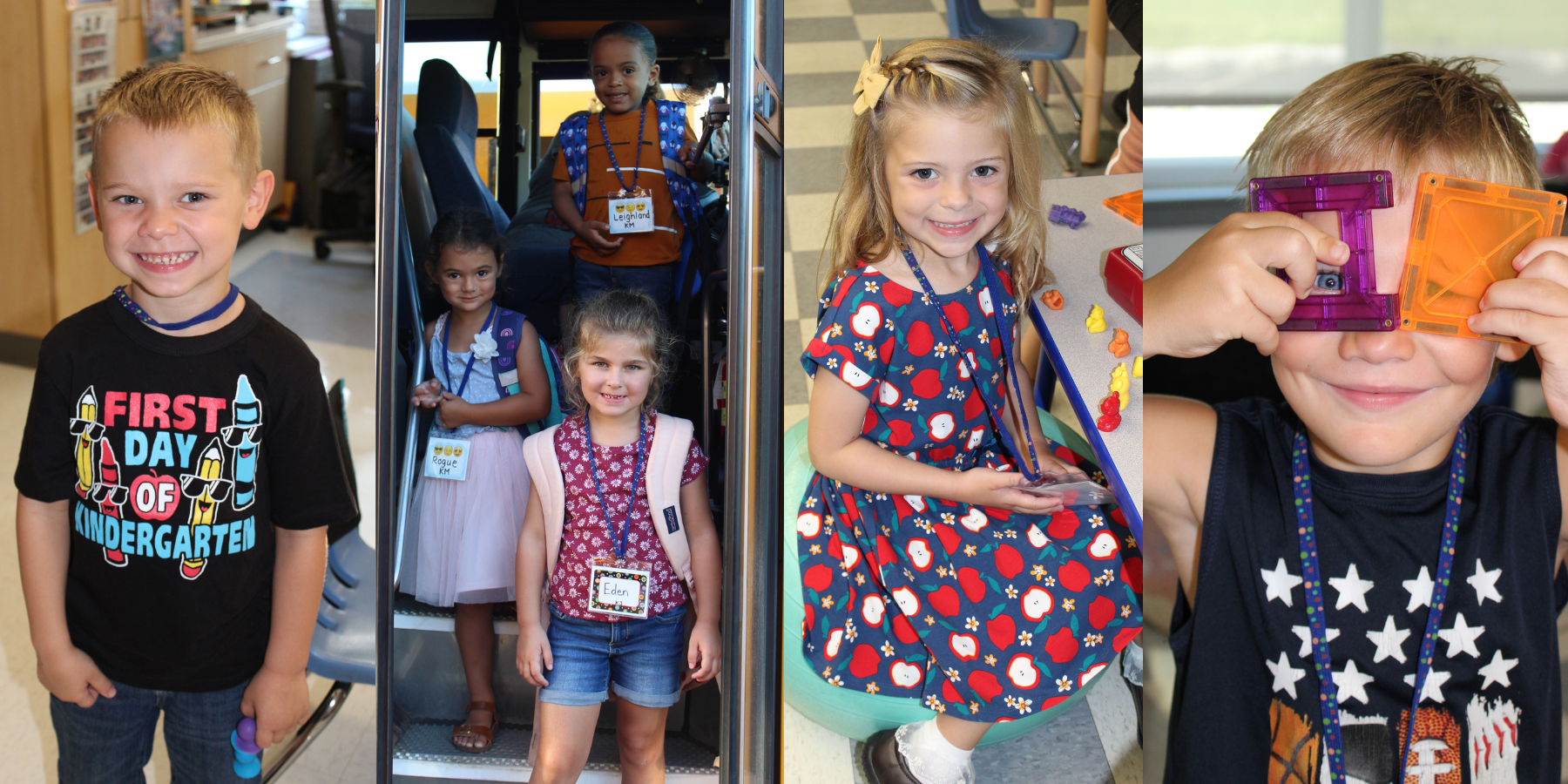 young students smile on their first day of school