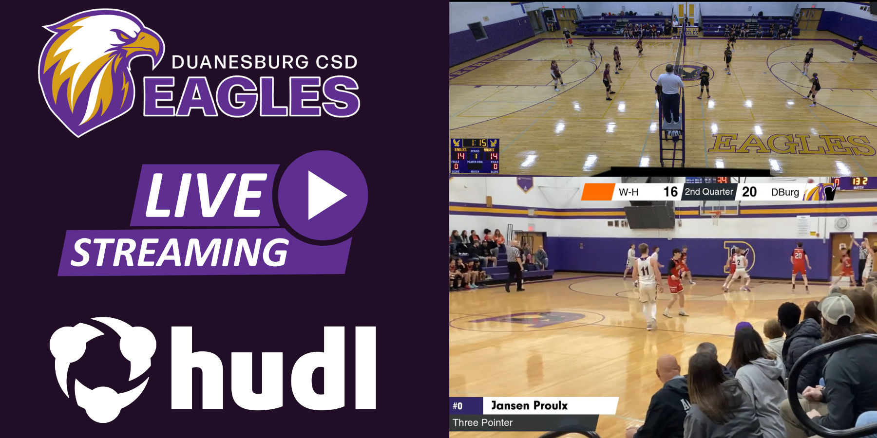 a graphic promoting livestreaming athletics on HUDL