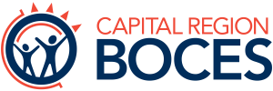 red, white and blue logo with the words Capital Region BOCES