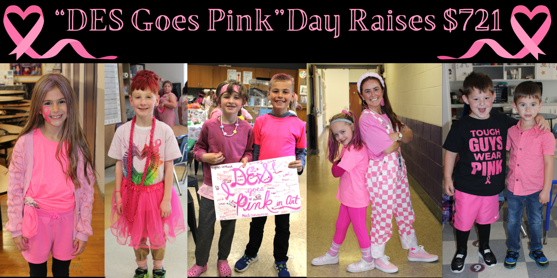 a montage of young children dressed in pink