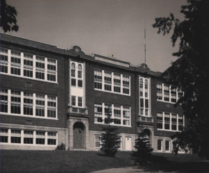 an old picture of a high school