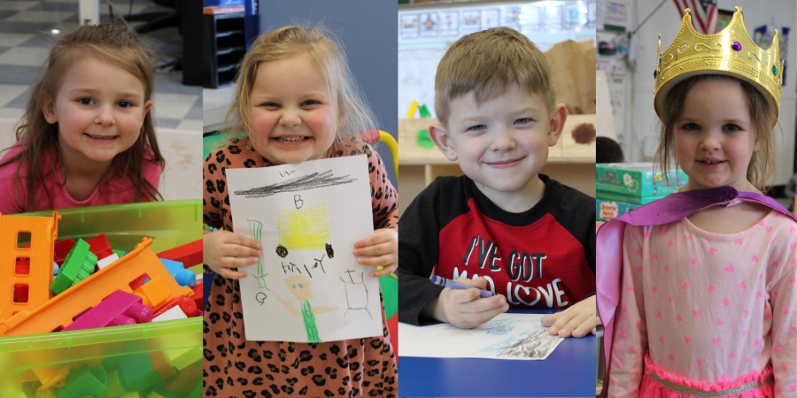 a montage of four pre-K students