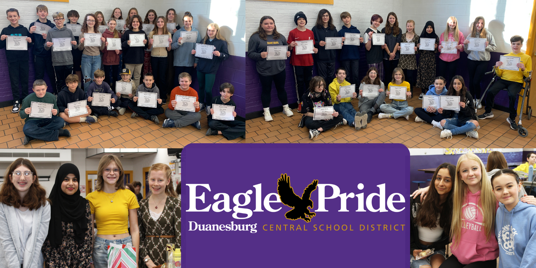 a montage of student certificate winners, with a logo that reads "Eagle Pride"