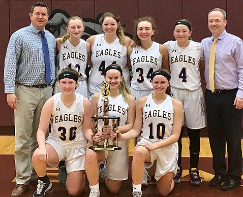 Girls basketball team & coaches with Delhi tourney trophy
