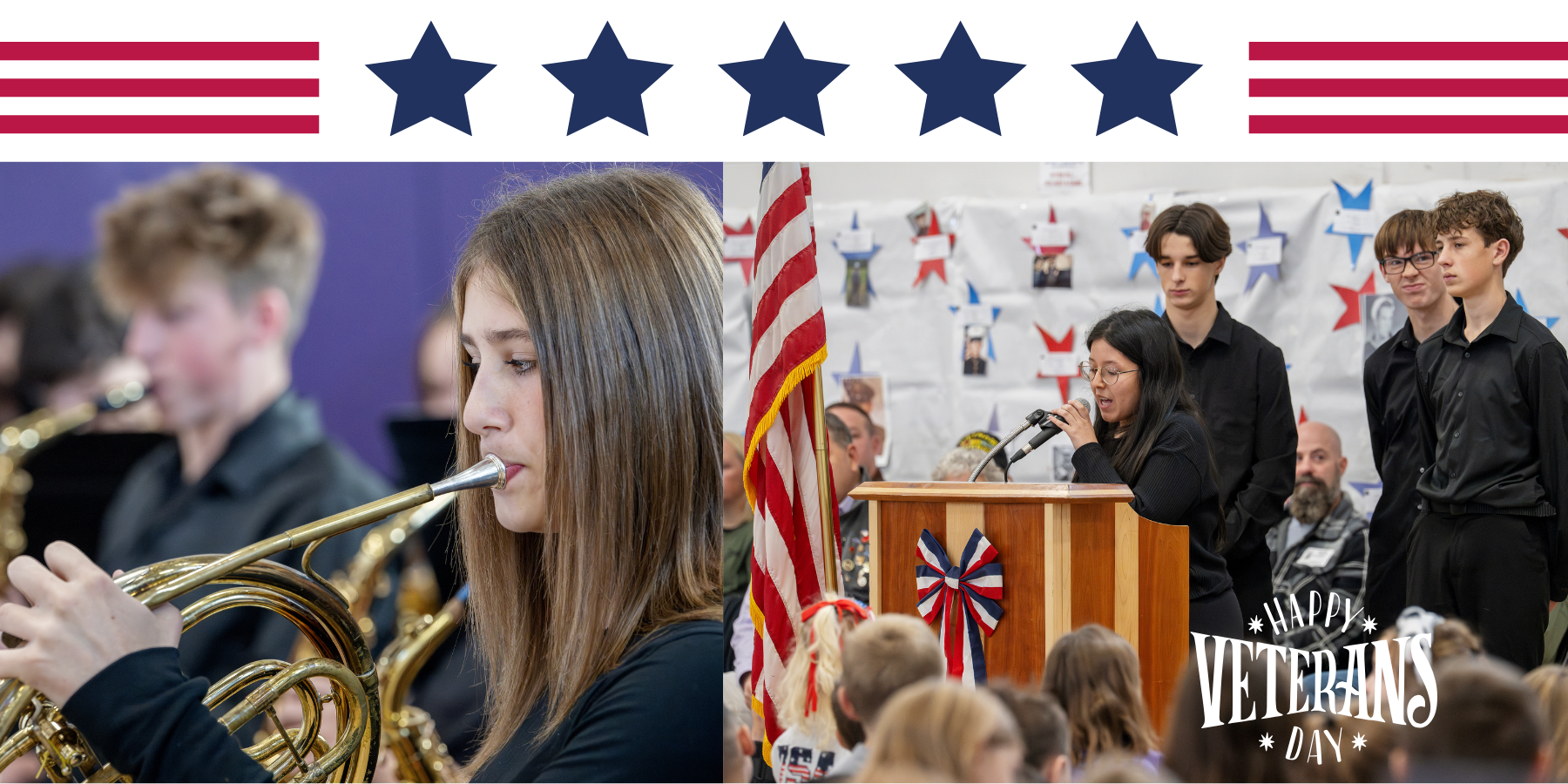 high school students participate in a veterans day celebration