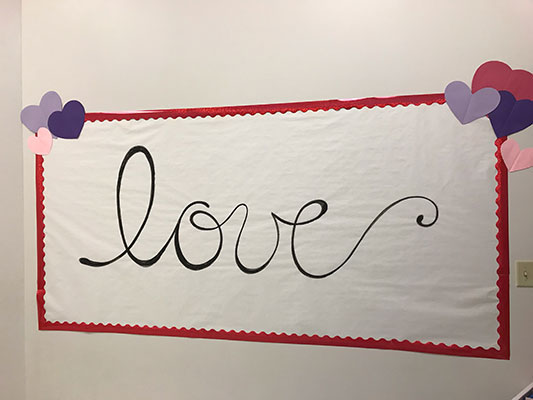 Student created mural inspired by Goldcrown without all of the hearts