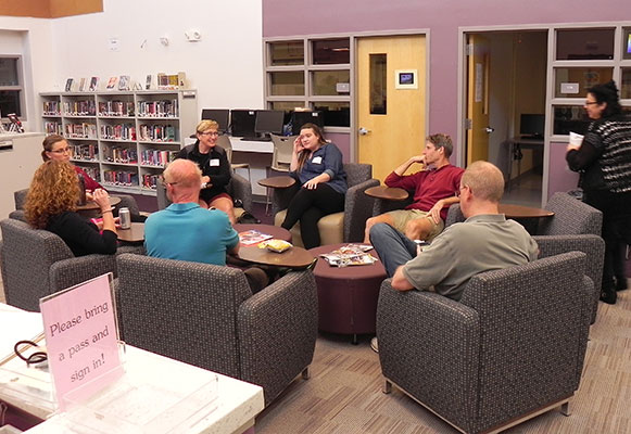 Teachers meeting in Duanesburg High School's learning commons