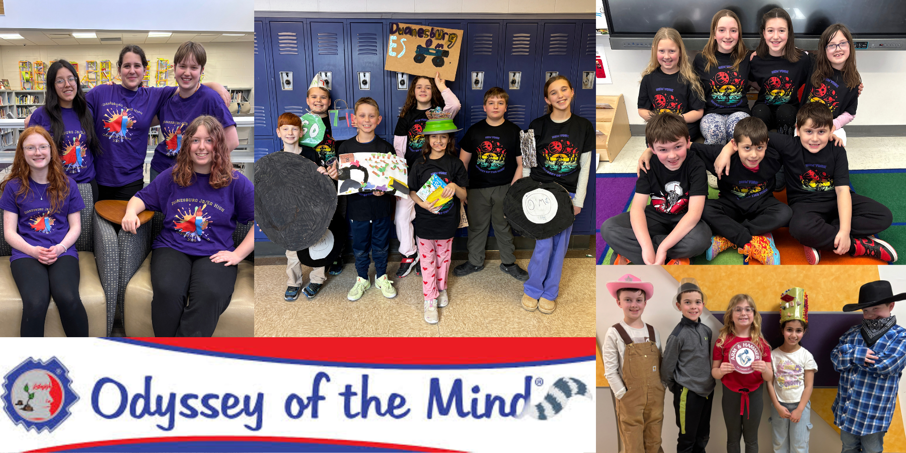 young students pose throughout the school with their teammates