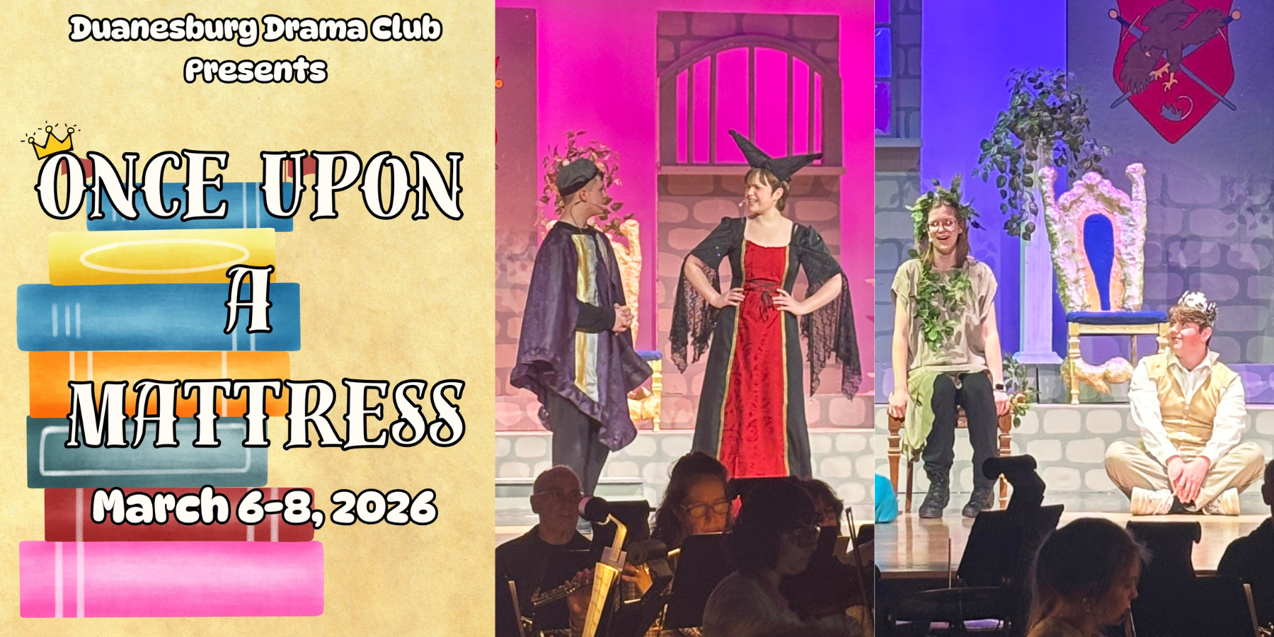student actors dress as royalty on a stage