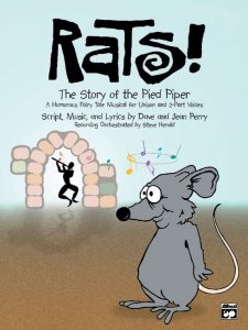 a musical show poster shows the name RATS! and a cartoon character of a rat