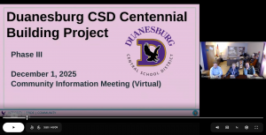 a screen grab of a capital project presentation done through Google Meet
