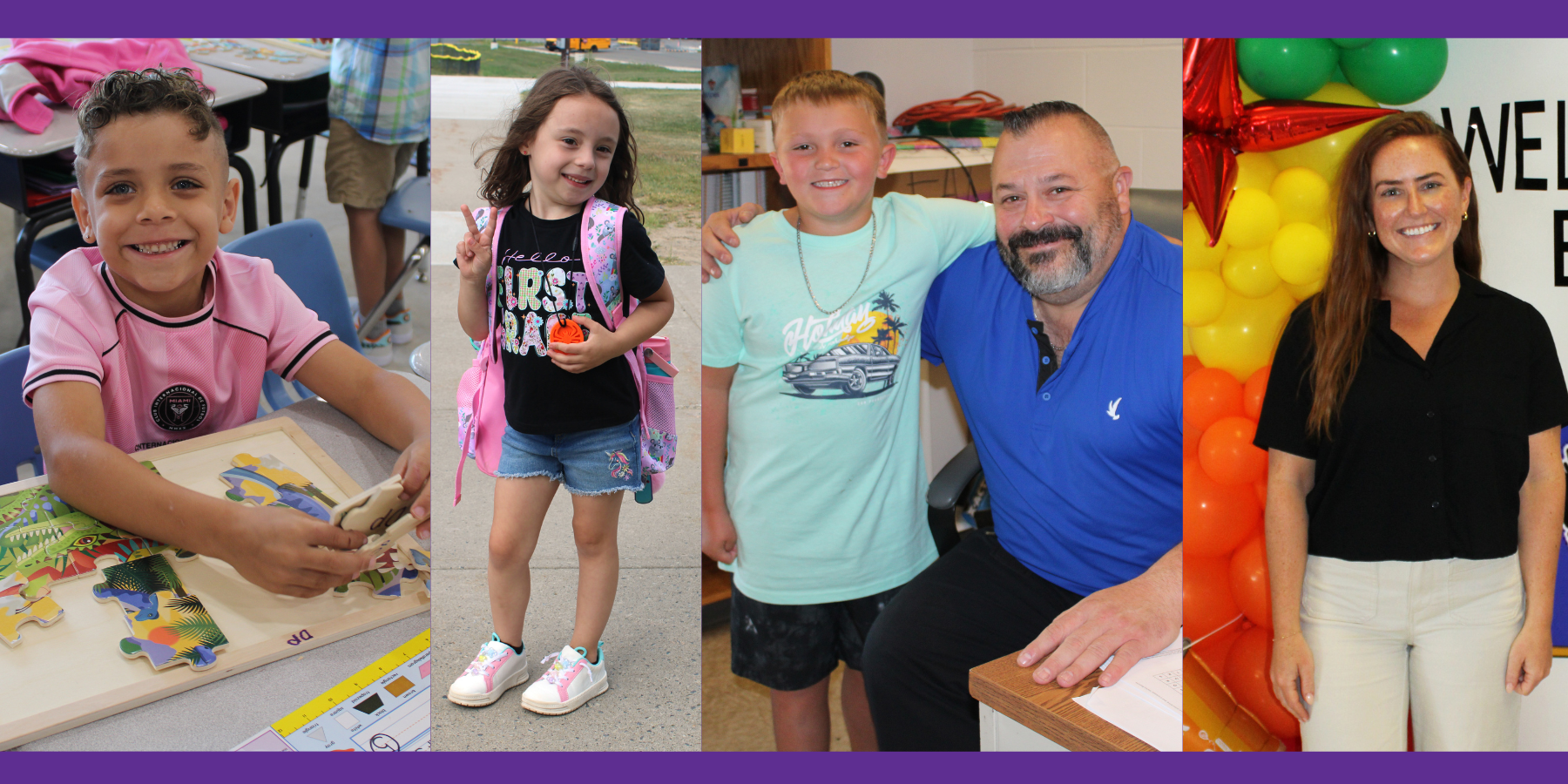 a montage of elementary students and staff